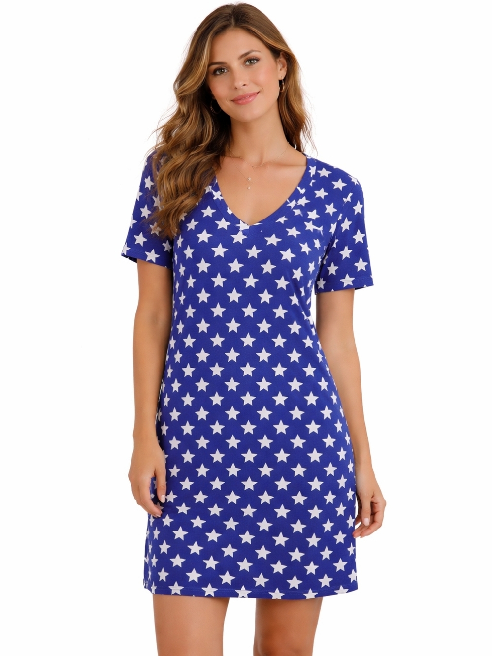 VENUS Navy Star Print Midi Dress